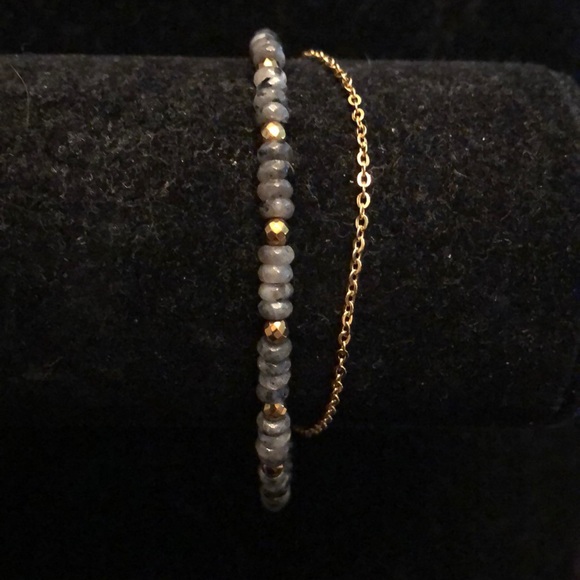 Merx Jewelry - Merx Grey Bead/ Gold Chain Bracelet Merx Jewelry - Merx Grey Bead/ Gold Chain Bracelet